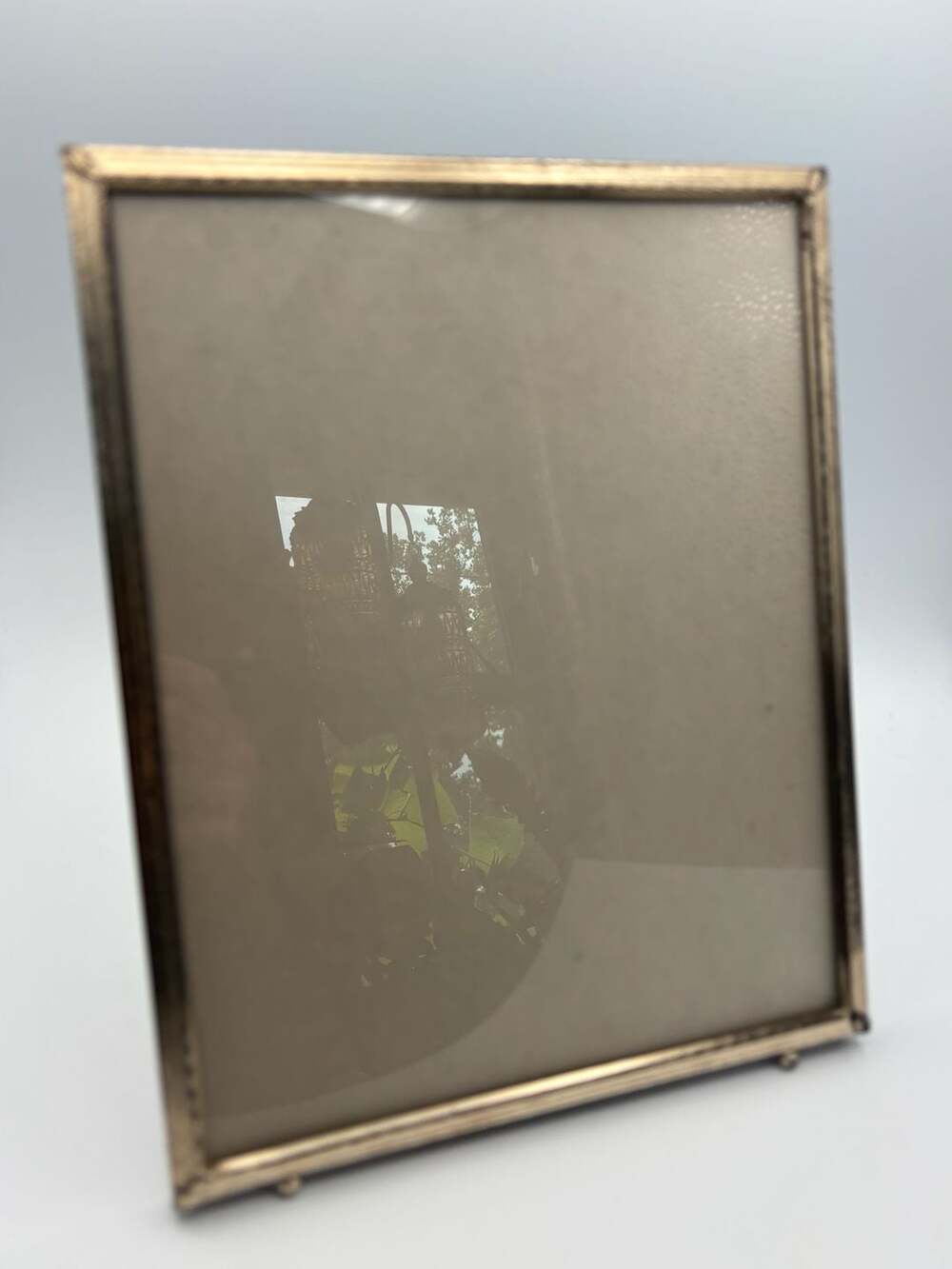 Vintage Metal Picture Frame with Ornate Gold Tone Trim and Velvet Easel Back